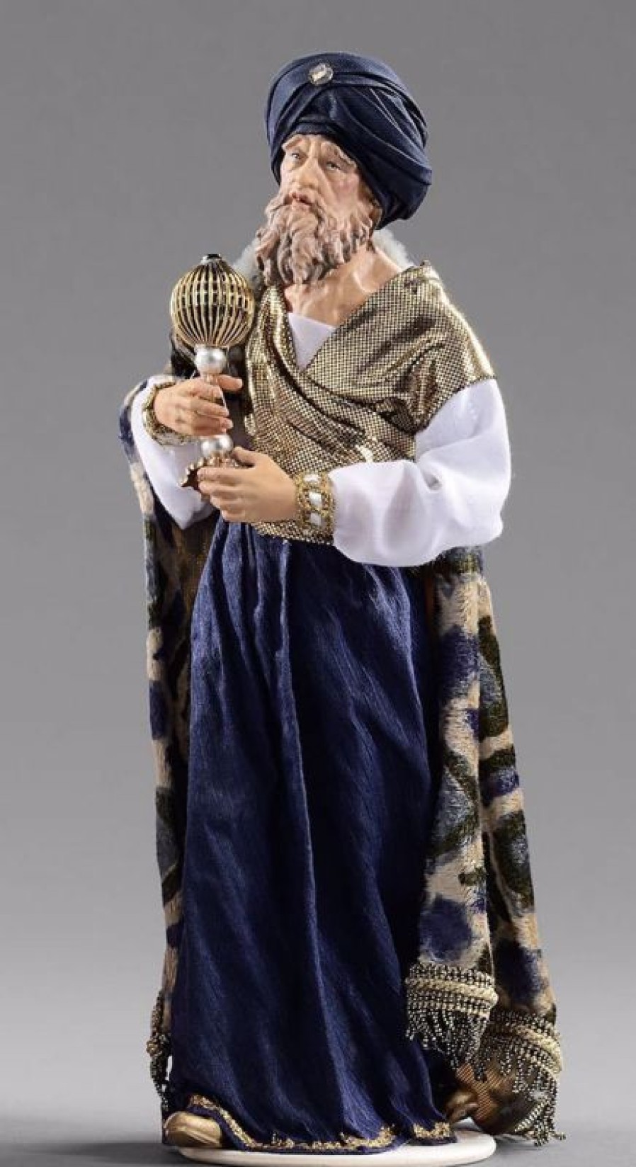 Original Heide Catalogo Gaspare Re Magio Bianco Cm 40 (15,7 Inch) Presepe Vestito Hannah Orient Statua In Legno Val Gardena Abiti In Tessuto Wooden Crucifixes