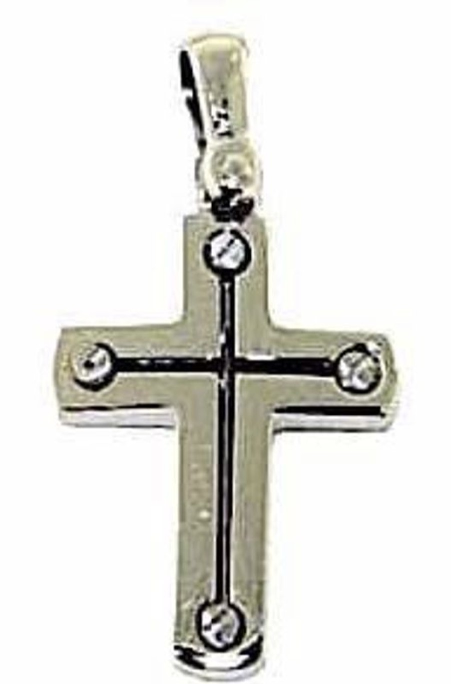 Vaticanum Gioielli in Oro Croce Design Stile Moderno Con Viti Ciondolo Pendente Gr 2,7 Oro Bianco Massiccio 18Kt Da Uomo First Communion