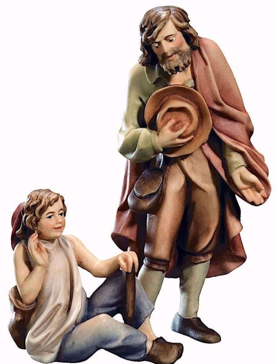 Dolfi Catalogo Pastore Con Ragazzo Cm 10 (3,9 Inch) Presepe Raffaello Stile Classico Colori Ad Olio In Legno Val Gardena Wall Crucifixes