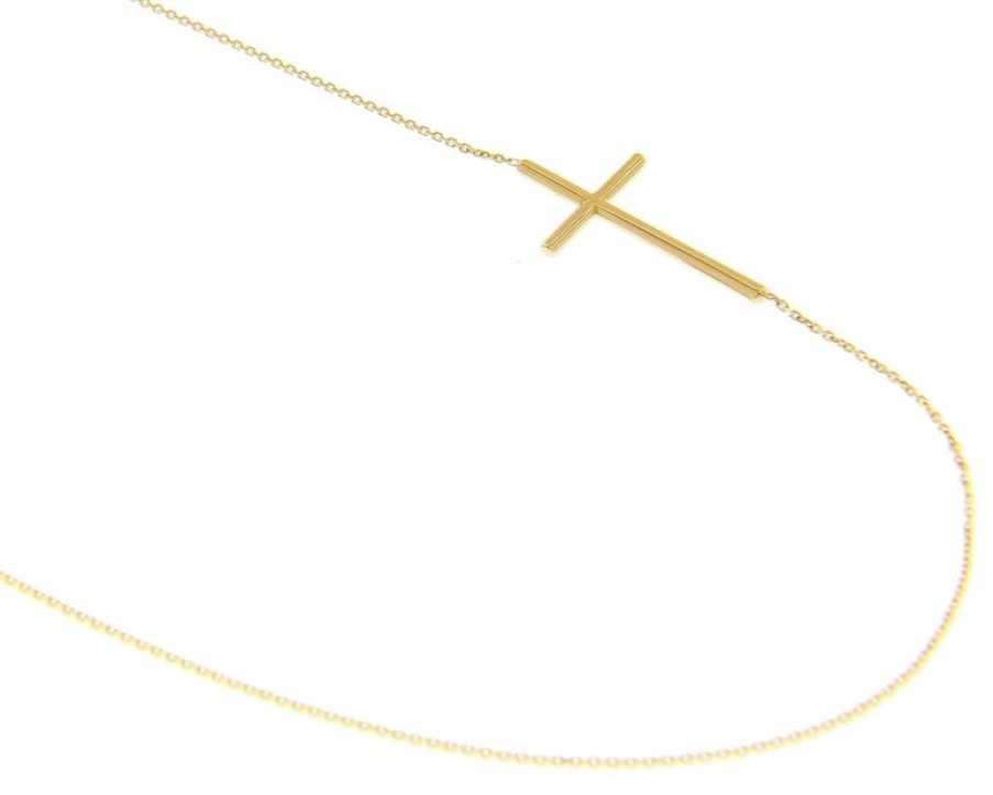 Vaticanum Gioielli in Oro Collana Girocollo Moda Con Croce Gr 2,5 Oro Giallo 18Kt Da Donna Baptism