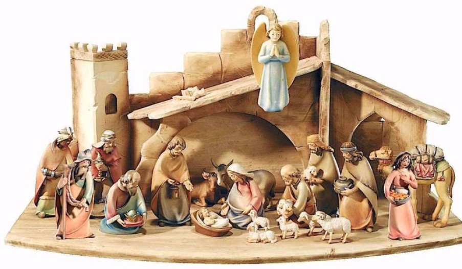 Dolfi Catalogo Pastore Con Pecora Cm 16 (6,3 Inch) Presepe Leonardo Stile Arabo Tradizionale Colori Ad Olio In Legno Val Gardena Wall Crucifixes