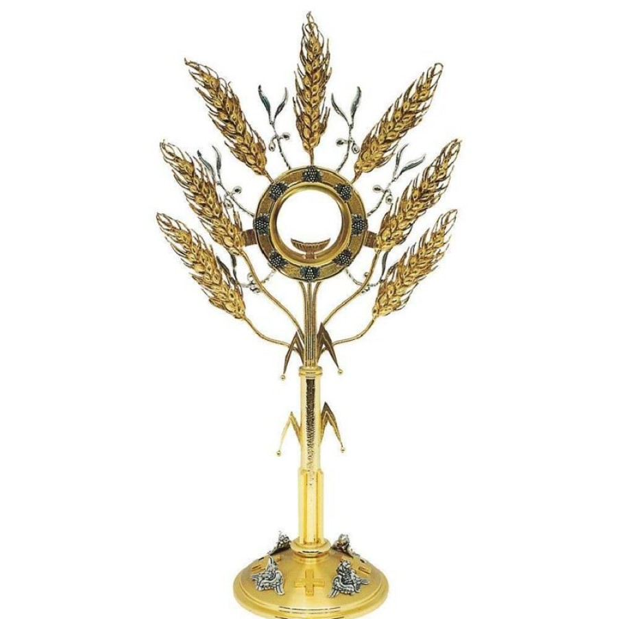 SEA Oggetti Liturgici in Oro e Argento Ostensorio Con Lunetta H. Cm 65 (25,6 Inch) In Ottone Esposizione Ostia Consacrata Katholische Religiose Bucher