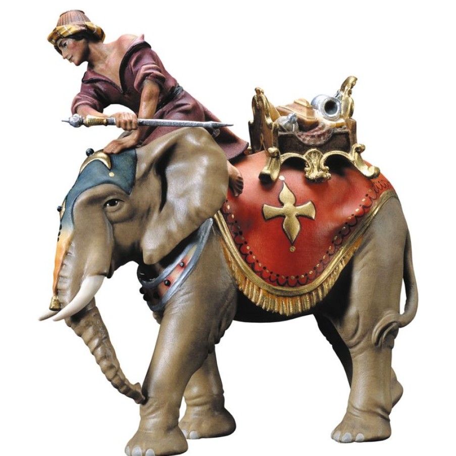 ULPE Wood Art Catalogo Gruppo Elefante Con Sella Gioielli 3 Pezzi Cm 15 (5,9 Inch) Presepe Ulrich Dipinto A Mano Statue Artigianali In Legno Val Gardena Stile Barocco Wall Crucifixes