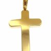 Vaticanum Gioielli in Oro Croce Dritta Stondata Ciondolo Pendente Gr 7,8 Oro Giallo Massiccio 18Kt Uni Donna Uomo Confirmation