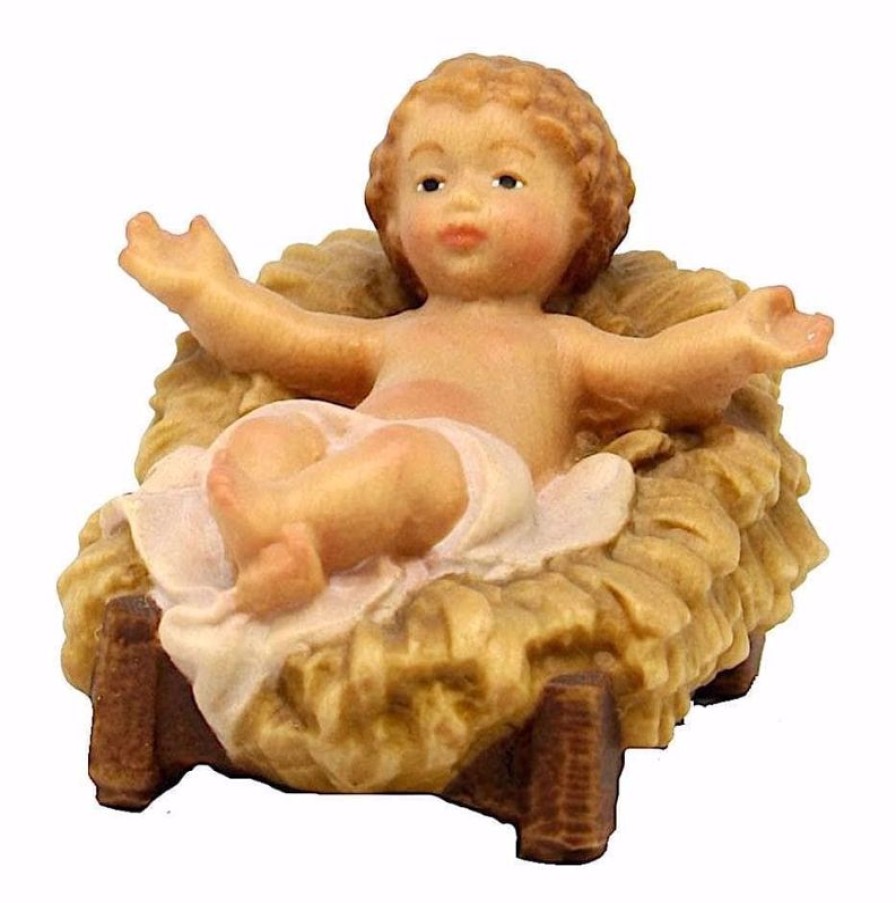 Dolfi Catalogo Gesu Bambino Con Culla Cm 18 (7,1 Inch) Presepe Matteo Stile Orientale Colori Ad Olio In Legno Val Gardena Blessed Virgin Mary Statues