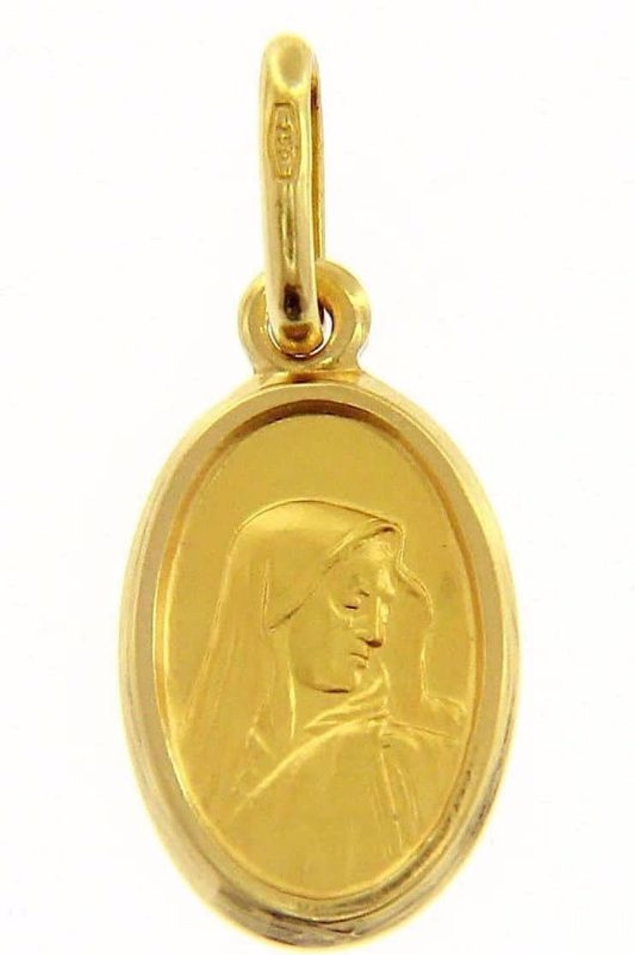 Vaticanum Gioielli in Oro Vergine Maria Madonna Addolorata Medaglia Sacra Pendente Ovale Conio Gr 1,5 Oro Giallo 18Kt Da Donna Confirmation