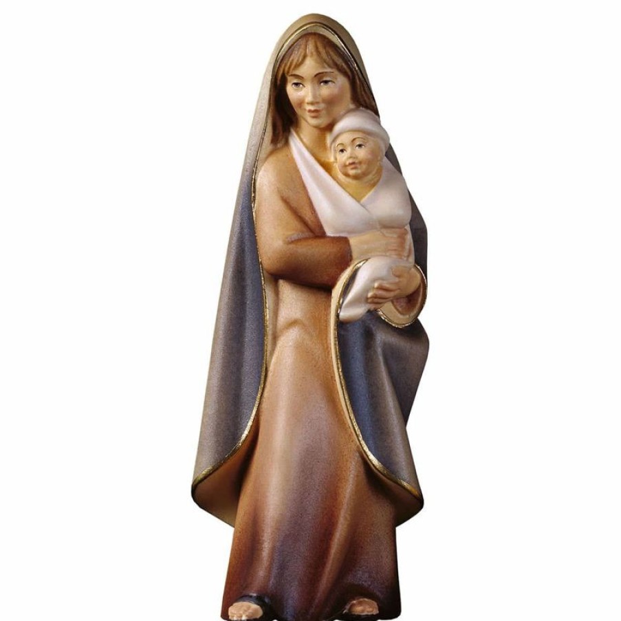 ULPE Sculture Sacre in legno Val Gardena Madonna Con Bambino Oriente Cm 16 (6,3 Inch) Statua In Stile Moderno Dipinta Ad Olio In Legno Val Gardena Chain Necklaces