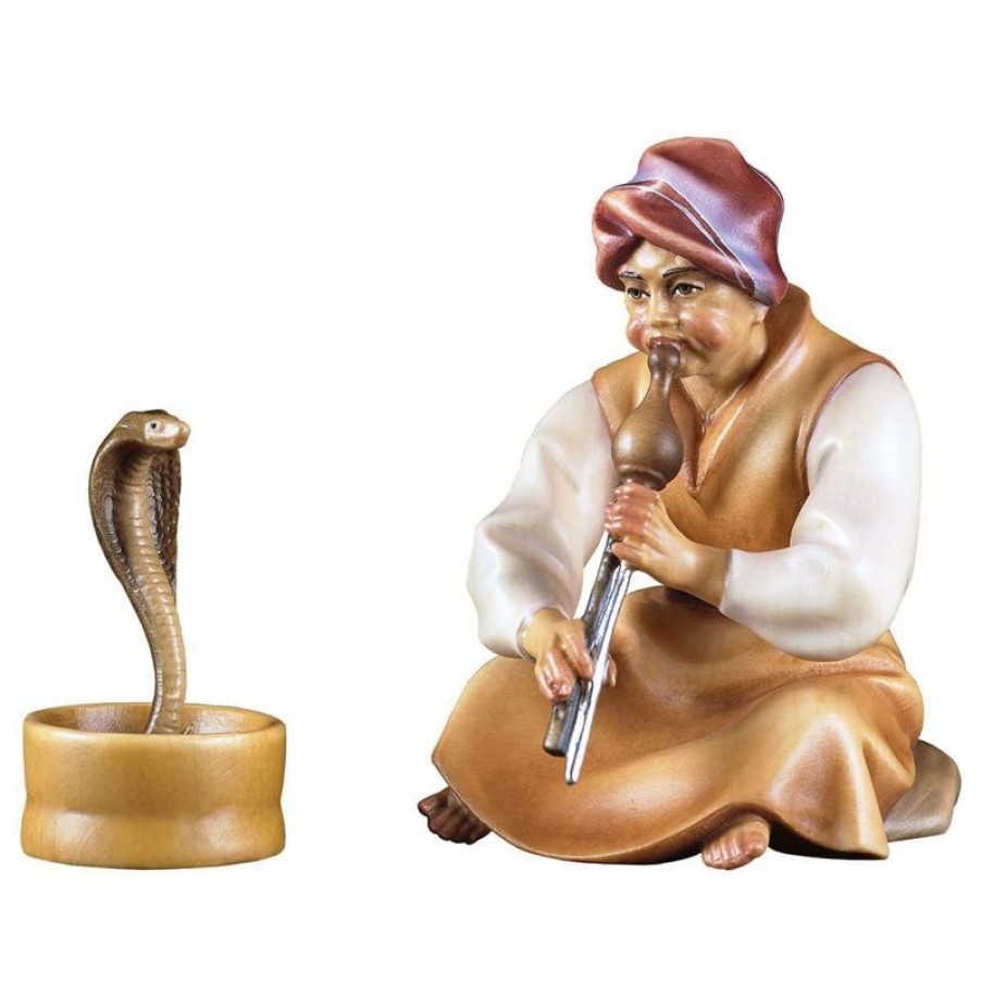 ULPE Wood Art Catalogo Incantatore Di Serpenti 2 Pezzi Cm 10 (3,9 Inch) Presepe Cometa Dipinto A Mano Statue Artigianali In Legno Val Gardena Stile Arabo Tradizionale Wall Crucifixes