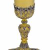 MAS Arredi sacri in Oro e Argento Calice Liturgico H. Cm 21 (8,3 Inch) Barocco Angeli Cherubini Ottone Coppa In Argento 800/1000 Bicolor Da Altare Per Vino Da Messa Sacred Altar Vessels