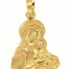 Vaticanum Gioielli in Oro Madonna Con Bambino Medaglia Pendente Gr 2,3 Oro Giallo 18Kt Da Donna Italian Rosaries & Made In Italy Jewelry