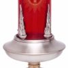 MAS Arredi sacri in Oro e Argento Lampada Da Altare Santissimo Sacramento H. Cm 18 (7,1 Inch) Barocca Foglie Fiamme Ottone Portalampada Da Mensa Church Furniture