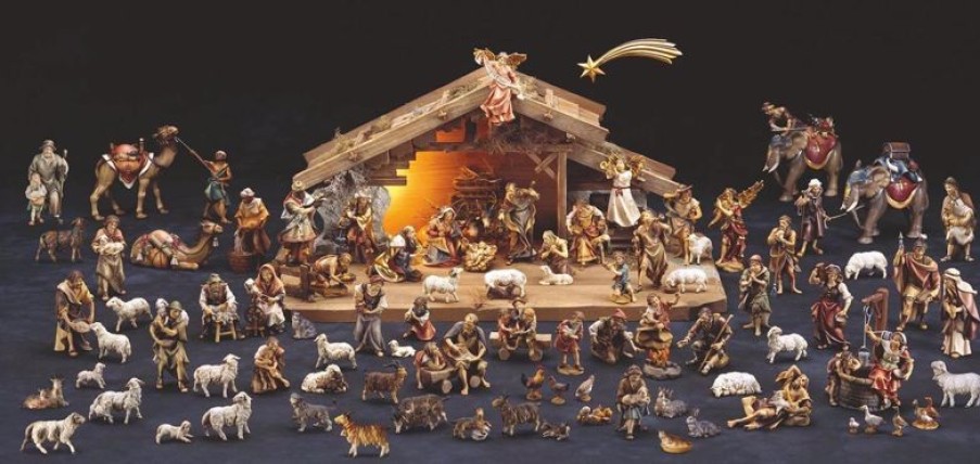 ULPE Wood Art Catalogo Pastore Con Pecora Sulle Spalle Cm 23 (9,1 Inch) Presepe Ulrich Dipinto A Mano Statua Artigianale In Legno Val Gardena Stile Barocco Wall Crucifixes