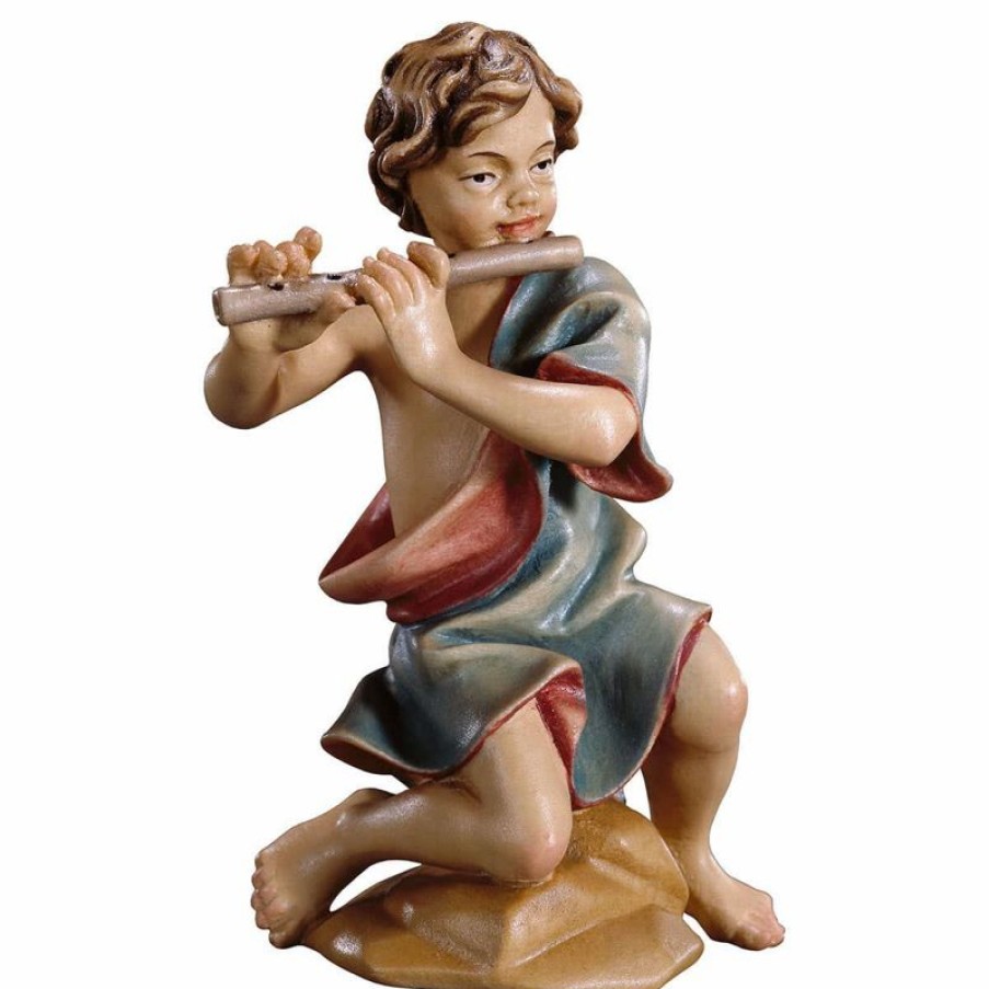 ULPE Wood Art Catalogo Bambino Inginocchiato Con Flauto Cm 12 (4,7 Inch) Presepe Ulrich Dipinto A Mano Statua Artigianale In Legno Val Gardena Stile Barocco Wall Crucifixes