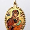 EB Arte Sacra Madonna Del Perpetuo Soccorso Ciondolo Pendente Ovale A Corona Mm 24X30 (0,94X1,18 Inch) Argento Placcato Oro E Porcellana Da Donna Italian Rosaries & Made In Italy Jewelry