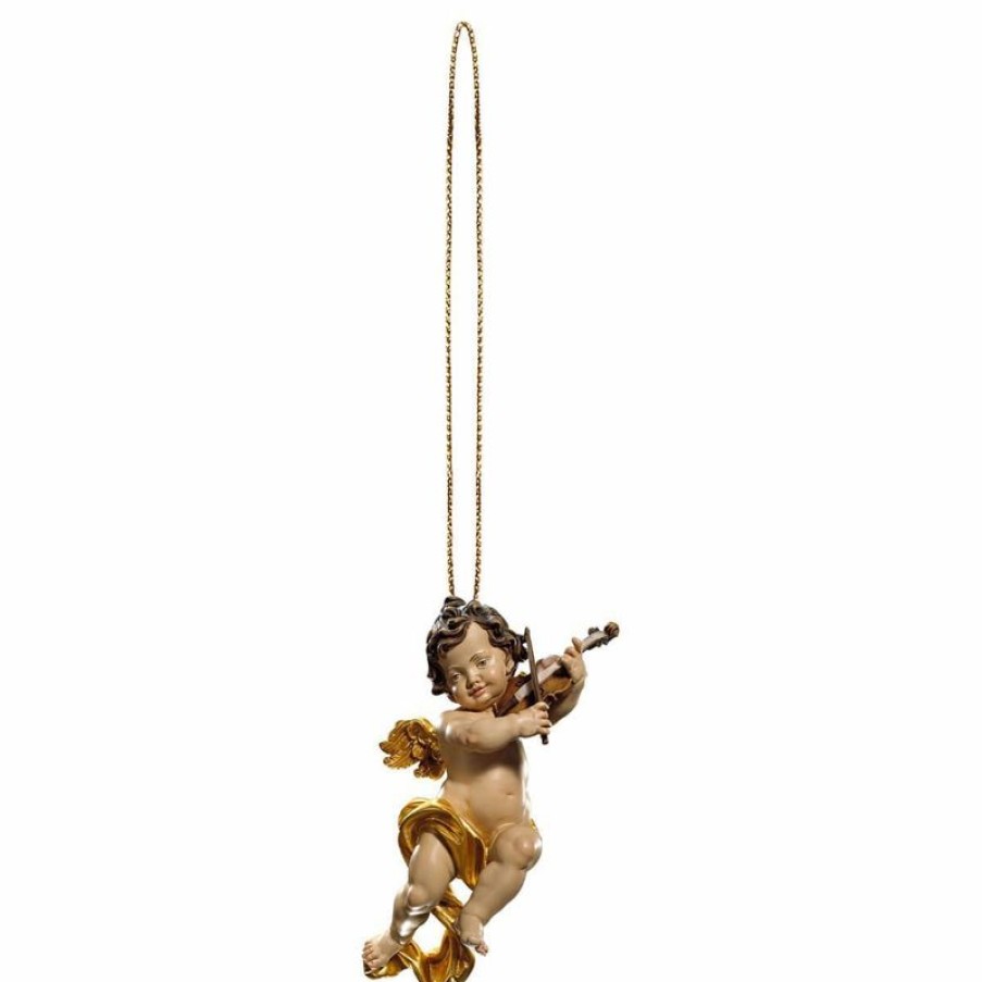 ULPE Addobbi Natalizi in legno Putto Angelo Cherubino Con Violino E Filo D\\\\\\\\'Oro Cm 6 (2,4 Inch) Decorazione Albero Natale Dipinta Ad Olio In Legno Val Gardena Collectible Nativity Sets & 38 Sizes