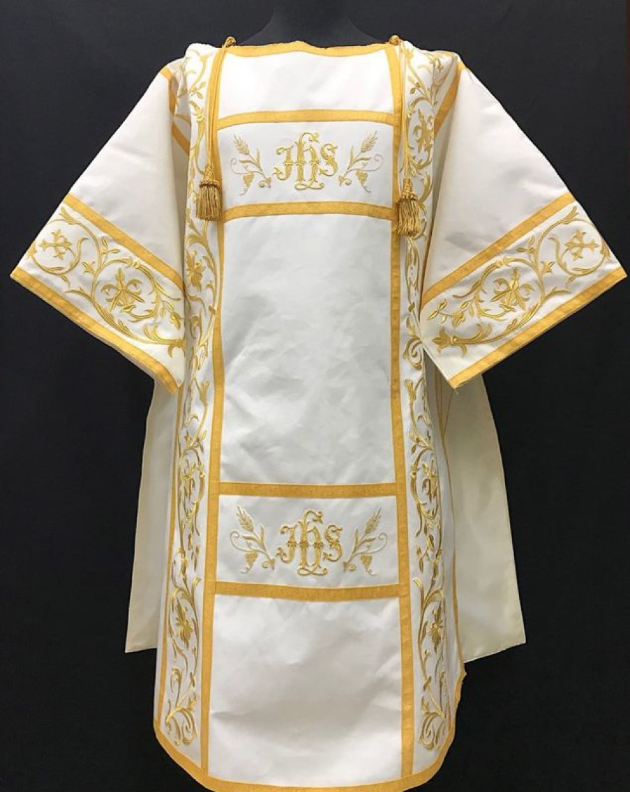 Confezioni e Ricami 1926 - Paramenti Sacri su Misura Tunicella Ricamo Ramage Ihs Tela Vaticana Catholic Priest & Liturgical Vestments