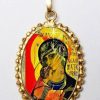 EB Arte Sacra Madonna Con Bambino Ciondolo Pendente Ovale A Corona Mm 24X30 (0,94X1,18 Inch) Argento Placcato Oro E Porcellana Da Donna Italian Rosaries & Made In Italy Jewelry