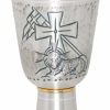 MAS Arredi sacri in Oro e Argento Calice Liturgico H. Cm 17 (6,7 Inch) Agnus Dei In Ottone Cesellato Da Altare Per Vino Da Messa Sacred Altar Vessels