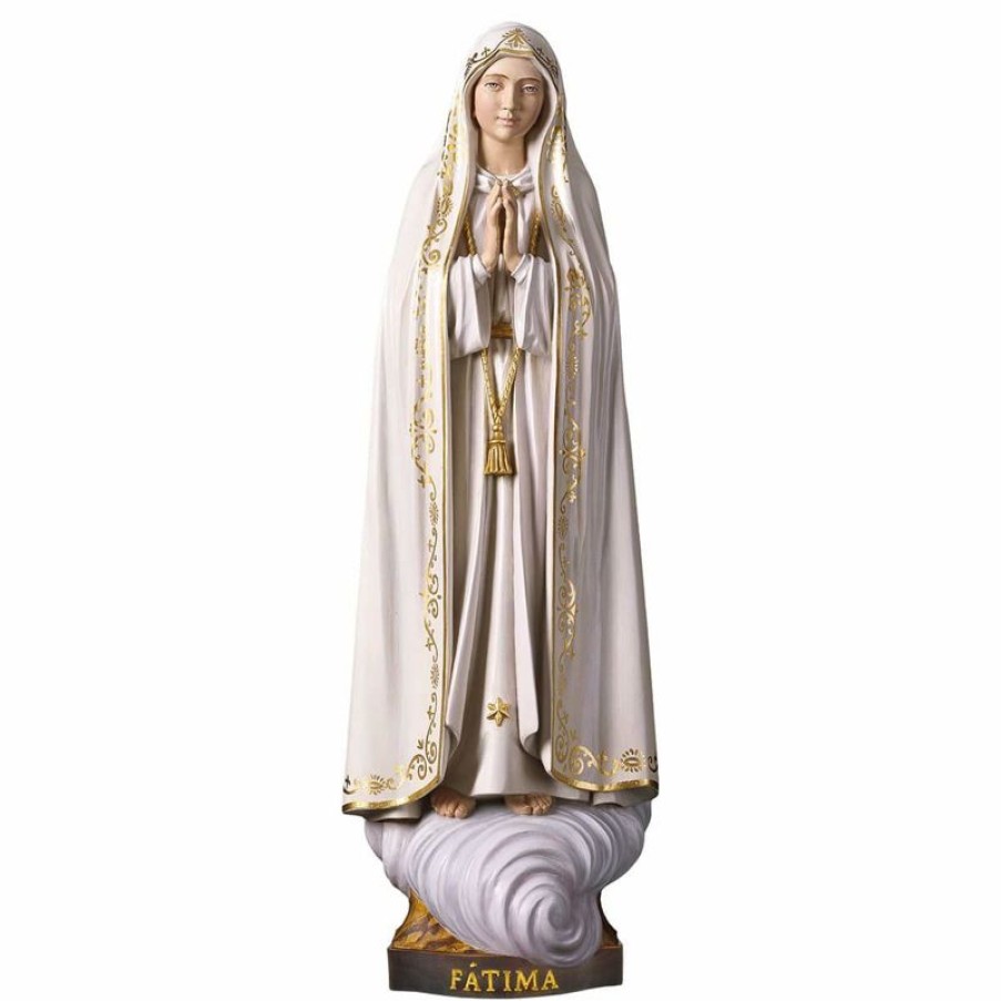 ULPE Sculture Sacre in legno Val Gardena Madonna Di Fatima Capelinha Cm 12 (4,7 Inch) Statua Dipinta Ad Olio In Legno Val Gardena Chain Necklaces