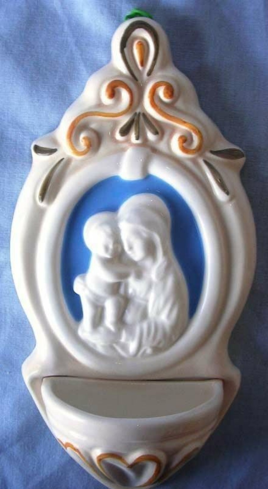 Maioliche Deruta Madonna Con Bambino Acquasantiera Cm 22 (8,7 In) Ceramica Invetriata Dipinta A Mano Sacred & Religious Ceramics