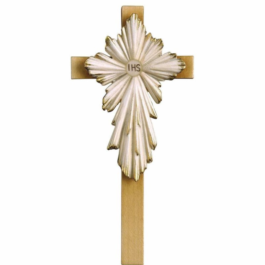 ULPE Crocifisso Nazareno Barocco Romanico Croce Santa Prima Comunione Cm 21X10 (8,3X3,9 Inch) Scultura Da Parete Dipinta Ad Olio In Legno Val Gardena Baptism