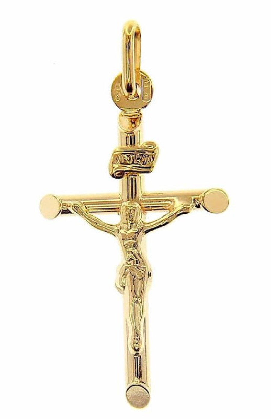 Vaticanum Gioielli in Oro Croce Con Corpo Di Cristo E Inri Scalpello Ciondolo Pendente Gr 1 Oro Giallo 9Kt Uni Donna Uomo First Communion