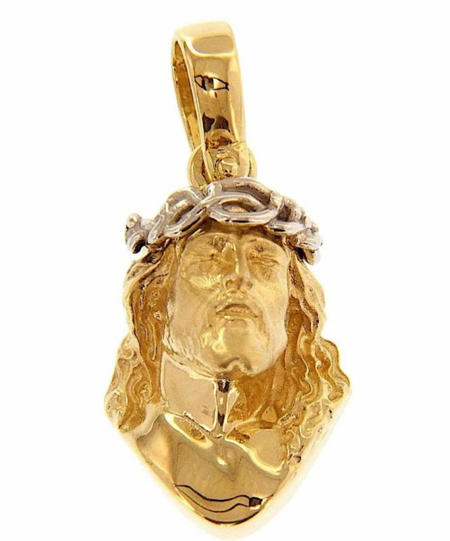 Vaticanum Gioielli in Oro Sacro Volto Di Gesu Con Corona Di Spine Ecce Homo Ciondolo Pendente Gr 5,9 Bicolore Oro Giallo Bianco 18Kt Lastra Stampata A Rilievo Uni Donna Uomo Confirmation