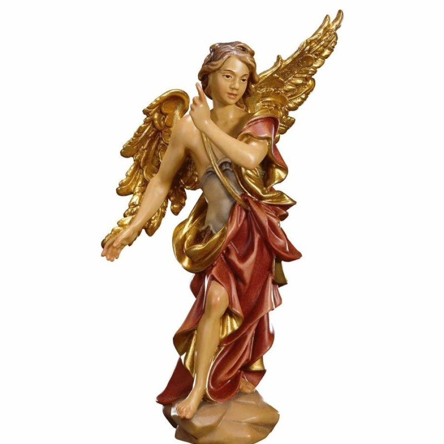 ULPE Wood Art Catalogo Angelo Annunciatore Cm 8 (3,1 Inch) Presepe Pastore Dipinto A Mano Statua Artigianale In Legno Val Gardena Stile Contadino Classico Wooden Crucifixes