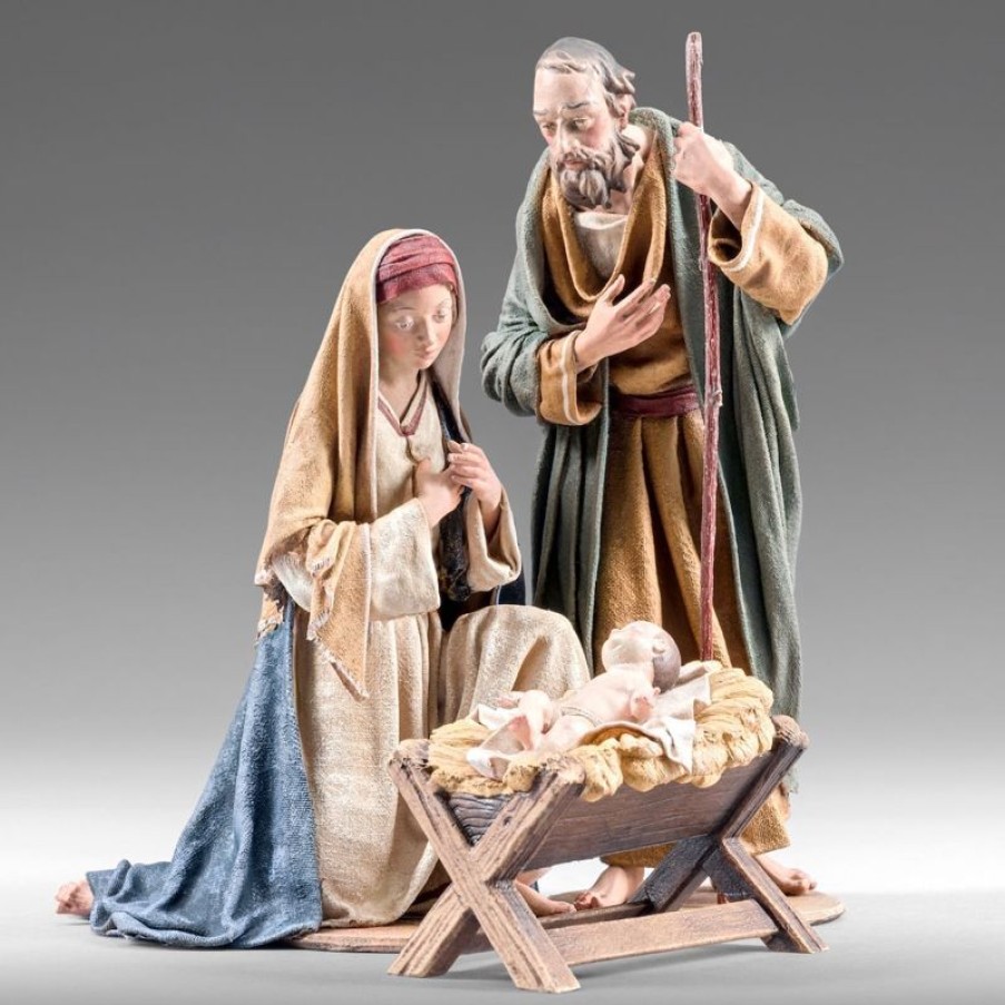 Original Heide Catalogo Gruppo Sacra Famiglia Nativita 03 10 Cm (3,9 Inch) Presepe Vestito Immanuel Stile Orientale Statue In Legno Val Gardena Abiti In Stoffa Pope Statues