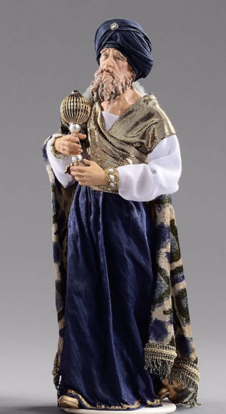 Original Heide Catalogo Gaspare Re Magio Bianco Cm 30 (11,8 Inch) Presepe Vestito Hannah Orient Statua In Legno Val Gardena Abiti In Tessuto Wooden Crucifixes