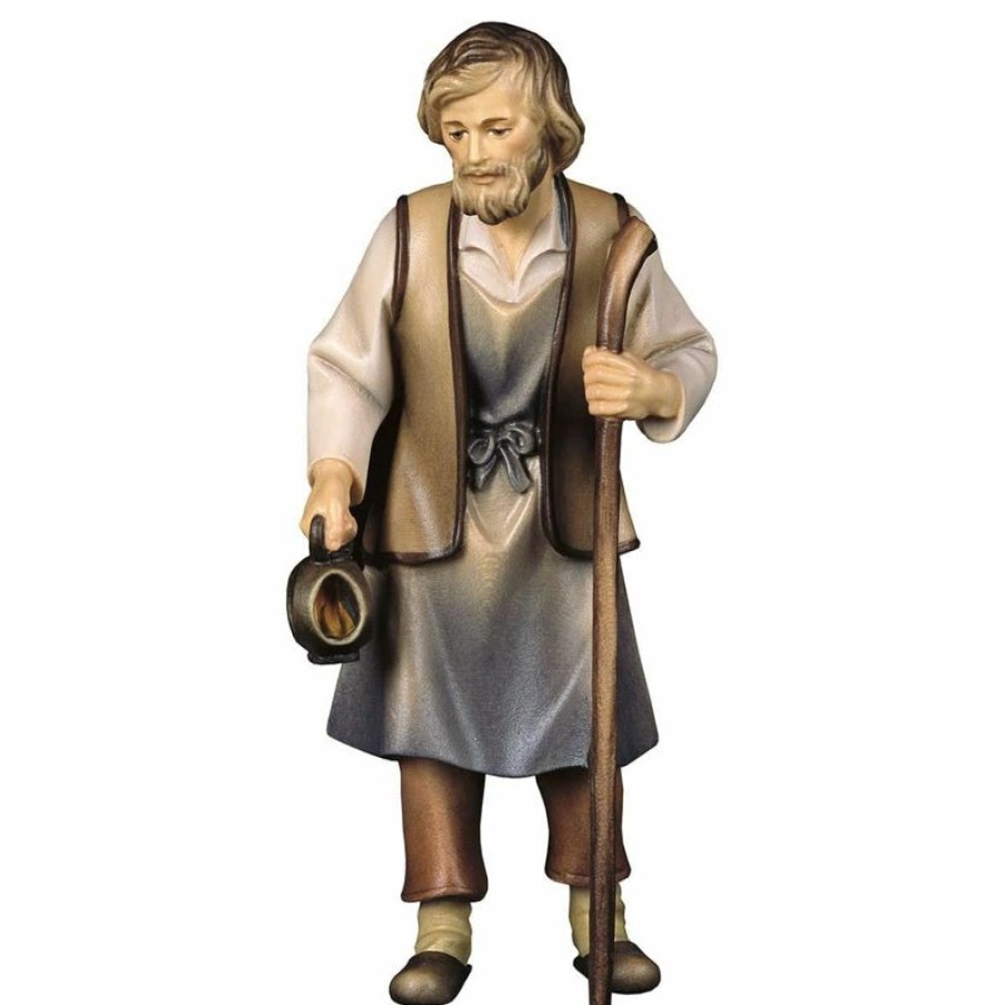 ULPE Wood Art Catalogo San Giuseppe Cm 50 (19,7 Inch) Presepe Pastore Dipinto A Mano Statua Artigianale In Legno Val Gardena Stile Contadino Classico Angels Statues