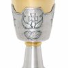 MAS Arredi sacri in Oro e Argento Calice Liturgico H. Cm 16 (6,3 Inch) Pani Pesci In Ottone Cesellato Da Altare Per Vino Da Messa Sacred Altar Vessels