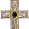 MAS Arredi sacri in Oro e Argento Croce Pettorale Episcopale Cm 9X7 (3,5X2,8 Inch) Con Lapislazzuli In Argento 800/1000 Bicolor Croce Vescovile Bishops Items & Accessories