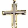 Vaticanum Gioielli in Oro Croce Doppia Traforata Stile Moderno Ciondolo Pendente Gr 3,5 Bicolore Oro Massiccio Giallo Bianco 18Kt Uni Donna Uomo First Communion