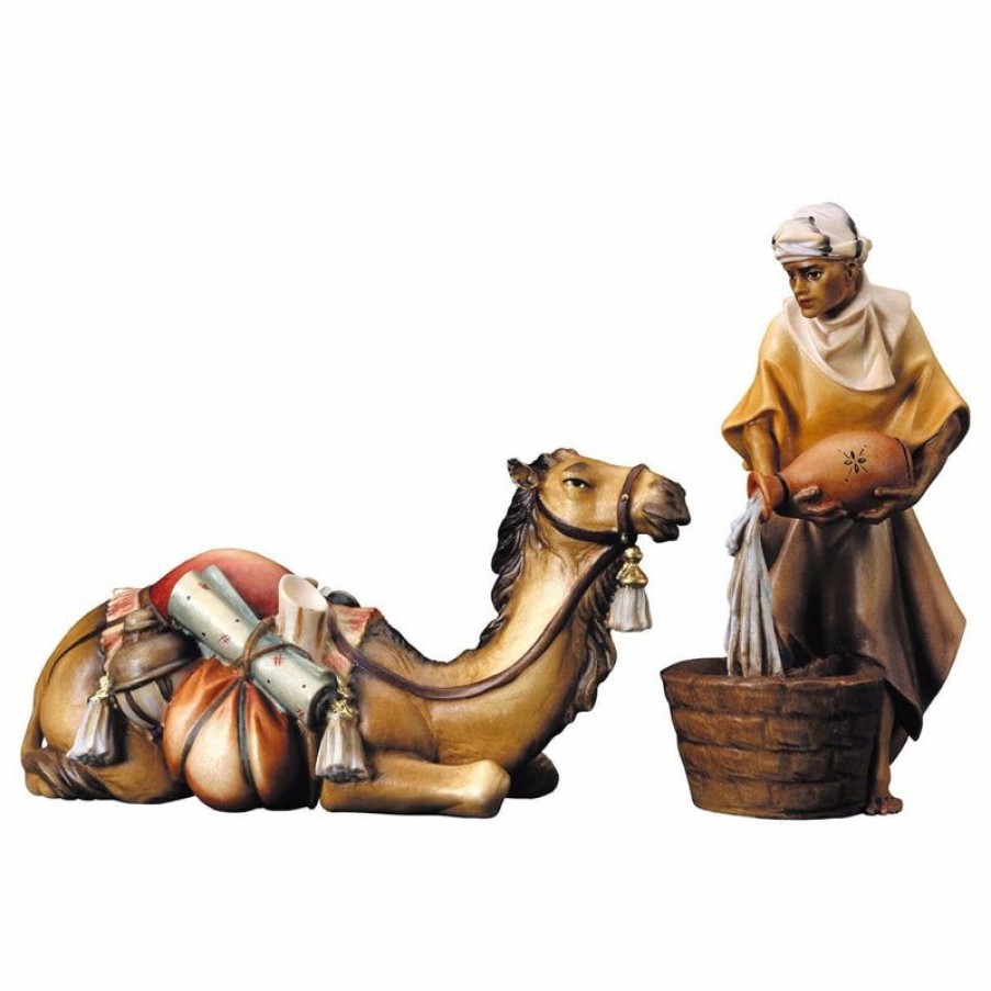 ULPE Wood Art Catalogo Gruppo Del Cammello Sdraiato 2 Pezzi Cm 15 (5,9 Inch) Presepe Ulrich Dipinto A Mano Statue Artigianali In Legno Val Gardena Stile Barocco Wall Crucifixes