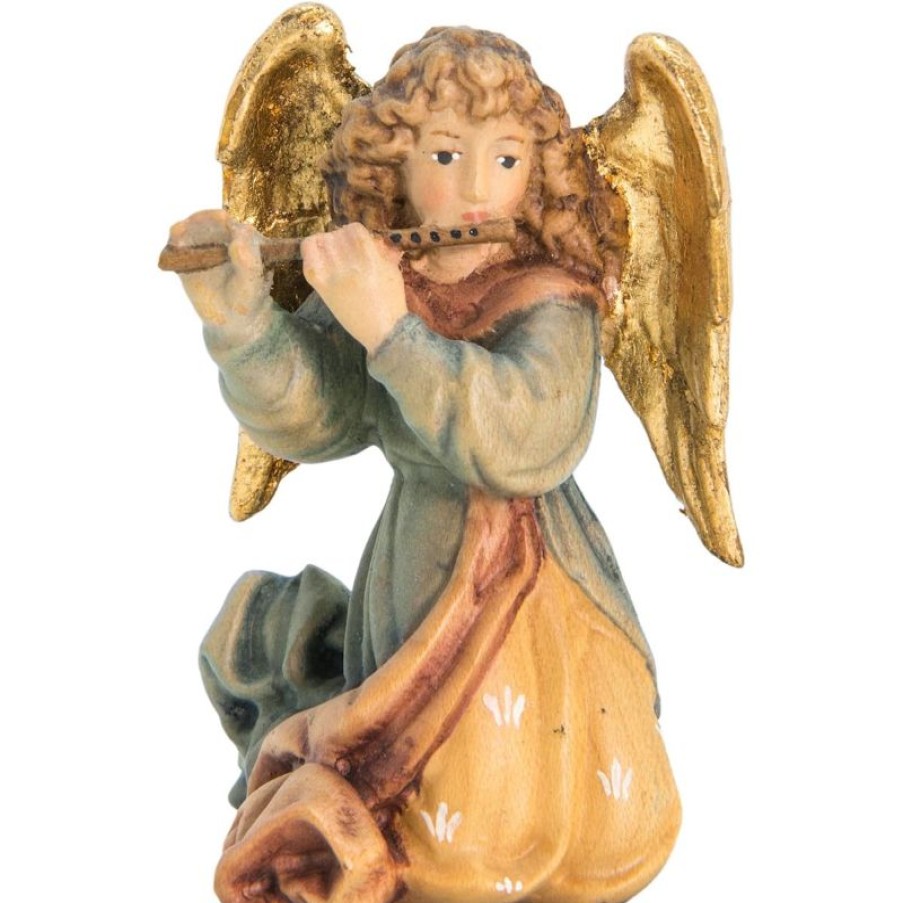 Dolfi Catalogo Angelo Con Flauto Cm 28 (11,0 Inch) Presepe Matteo Stile Orientale Colori Ad Olio In Legno Val Gardena Wooden Crucifixes