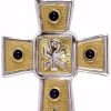 MAS Arredi sacri in Oro e Argento Croce Pettorale Episcopale Cm 9X7 (3,5X2,8 Inch) Simbolo Chrismon Lapislazzuli In Argento 800/1000 Bicolor Croce Vescovile Bishops Items & Accessories