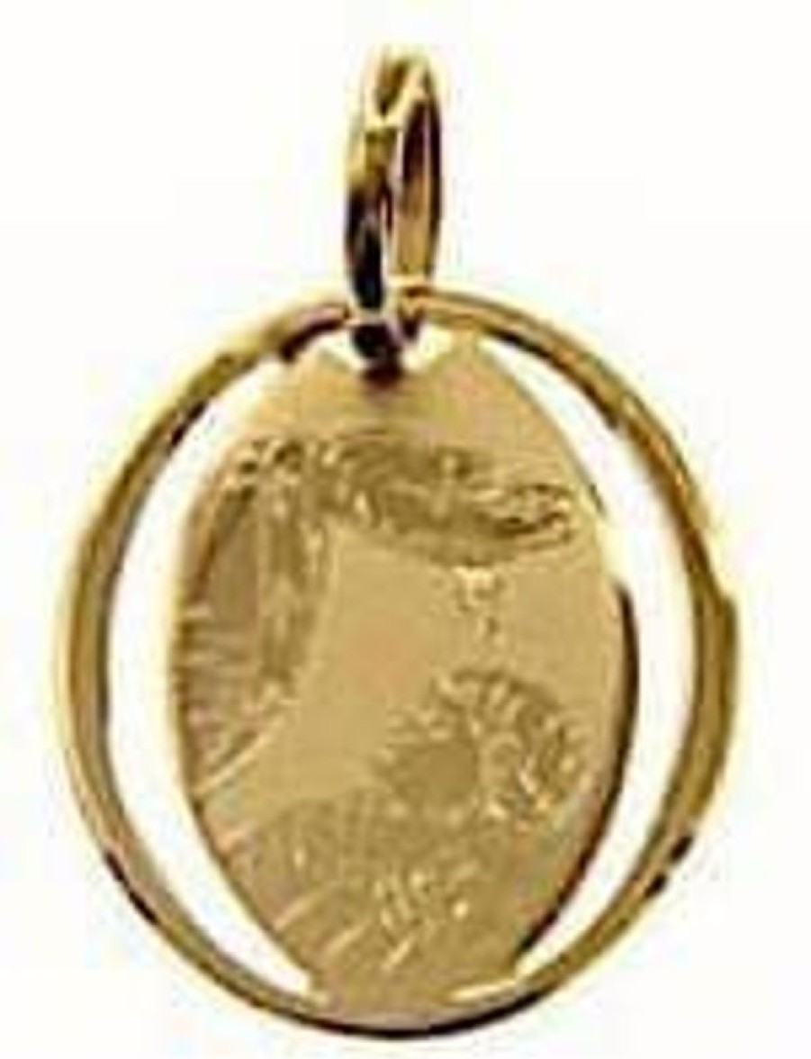 Vaticanum Gioielli in Oro Battesimo Dono Di Dio Medaglia Sacra Pendente Ovale Battesimo Gr 0,7 Oro Giallo 18Kt Per Bebe (Bimba E Bimbo) Baptism