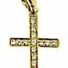 Vaticanum Gioielli in Oro Croce Dritta Con 15 Punti Luce Ciondolo Pendente Gr 1,05 Oro Giallo 18Kt Con Zirconi Da Donna Baptism