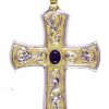 MAS Arredi sacri in Oro e Argento Croce Pettorale Episcopale Cm 9X7 (3,5X2,8 Inch) Lapislazzuli In Argento 800/1000 Bicolor Croce Vescovile Bishops Items & Accessories