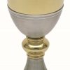 MAS Arredi sacri in Oro e Argento Calice Liturgico H. Cm 17 (6,7 Inch) Croce Ametista In Ottone Da Altare Per Vino Da Messa Sacred Altar Vessels