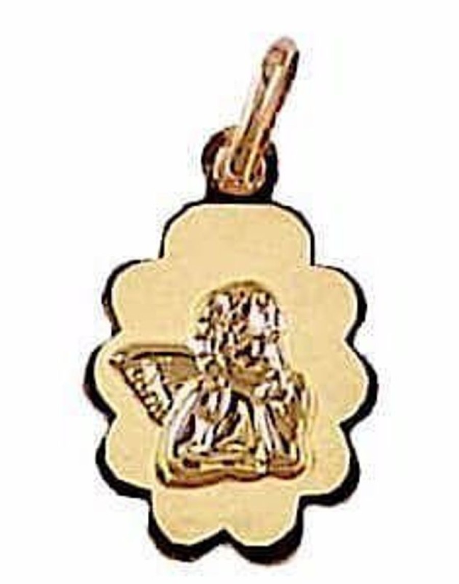 Vaticanum Gioielli in Oro Angelo Di Raffaello Medaglia Sacra Pendente Ovale Gr 0,7 Oro Giallo 18Kt Con Bordo A Fiore Donna Bimba Bimbo Wooden Rosaries & Novena Prayers