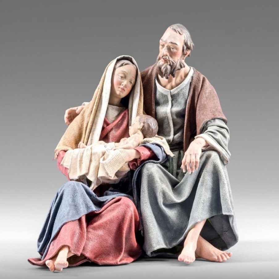 Original Heide Catalogo Gruppo Sacra Famiglia Nativita 02 40 Cm (15,7 Inch) Presepe Vestito Immanuel Stile Orientale Statue In Legno Val Gardena Abiti In Stoffa Pope Statues