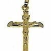 Vaticanum Gioielli in Oro Croce Dritta Con Corpo Di Cristo Scalpello Ciondolo Pendente Gr 2,1 Oro Giallo 18Kt A Canna Vuota Uni Donna Uomo First Communion