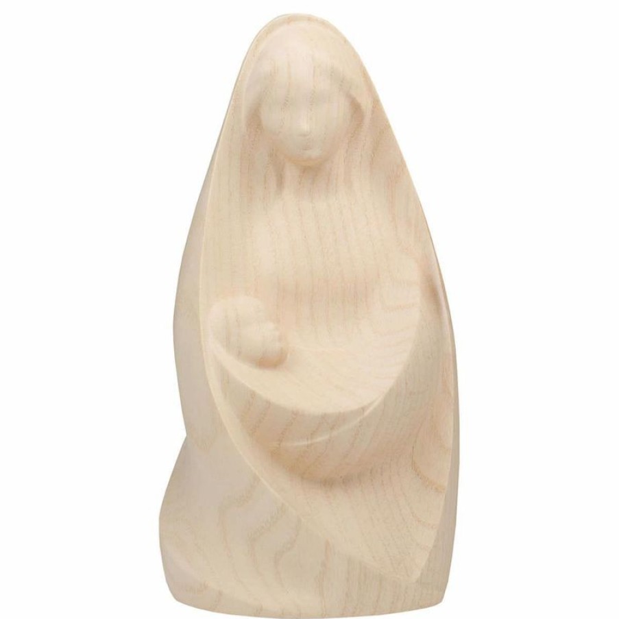 ULPE Sculture Sacre in legno Val Gardena Madonna Della Gioia Seduta Cm 15 (5,9 Inch) Statua In Stile Moderno Colore Naturale In Legno Val Gardena Chain Necklaces