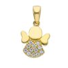 Vaticanum Gioielli in Oro Angelo Con Punti Luce Ciondolo Pendente Gr 1,1 Oro Giallo 18Kt Con Zirconi Da Donna Bimbo Bimba Holy Water Fonts