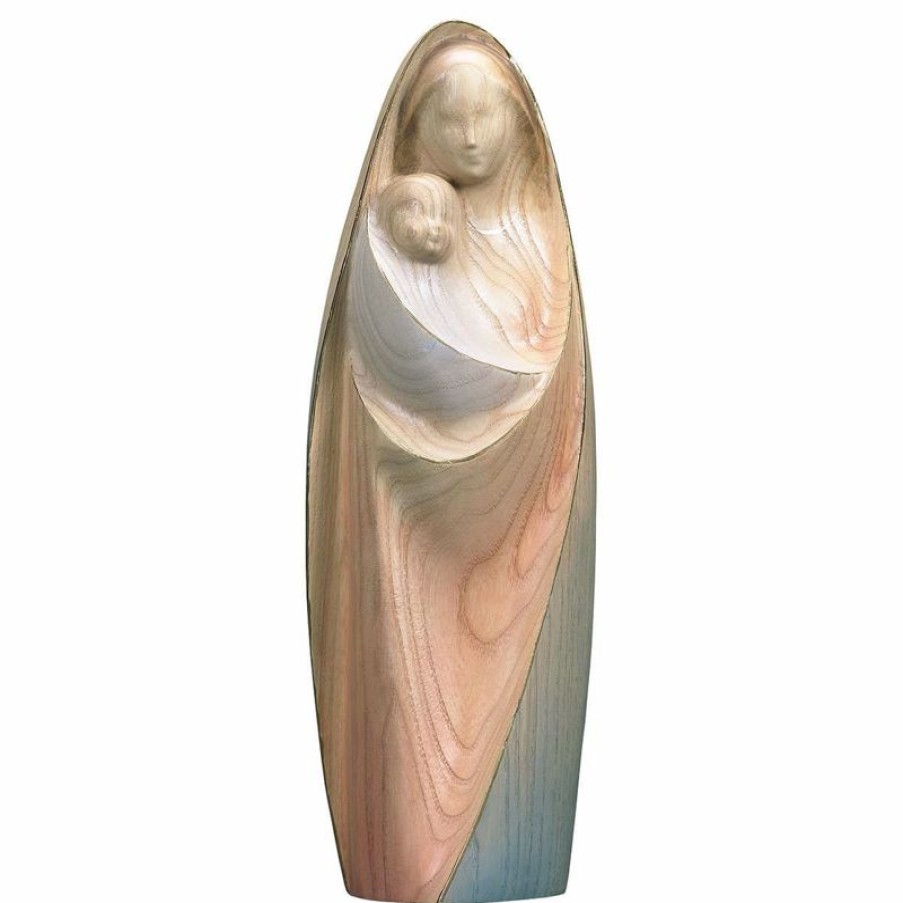 ULPE Sculture Sacre in legno Val Gardena Madonna Della Gioia Cm 23 (9,1 Inch) Statua In Stile Moderno Dipinta Ad Acquarello In Legno Val Gardena Chain Necklaces