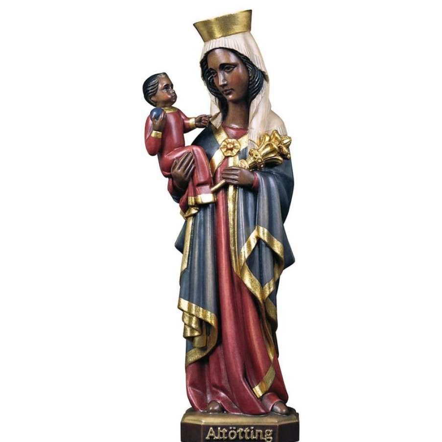 ULPE Sculture Sacre in legno Val Gardena Madonna Nera Di Altotting Original Cm 12 (4,7 Inch) Statua Dipinta Ad Olio In Legno Val Gardena Religious & Catholic Necklaces