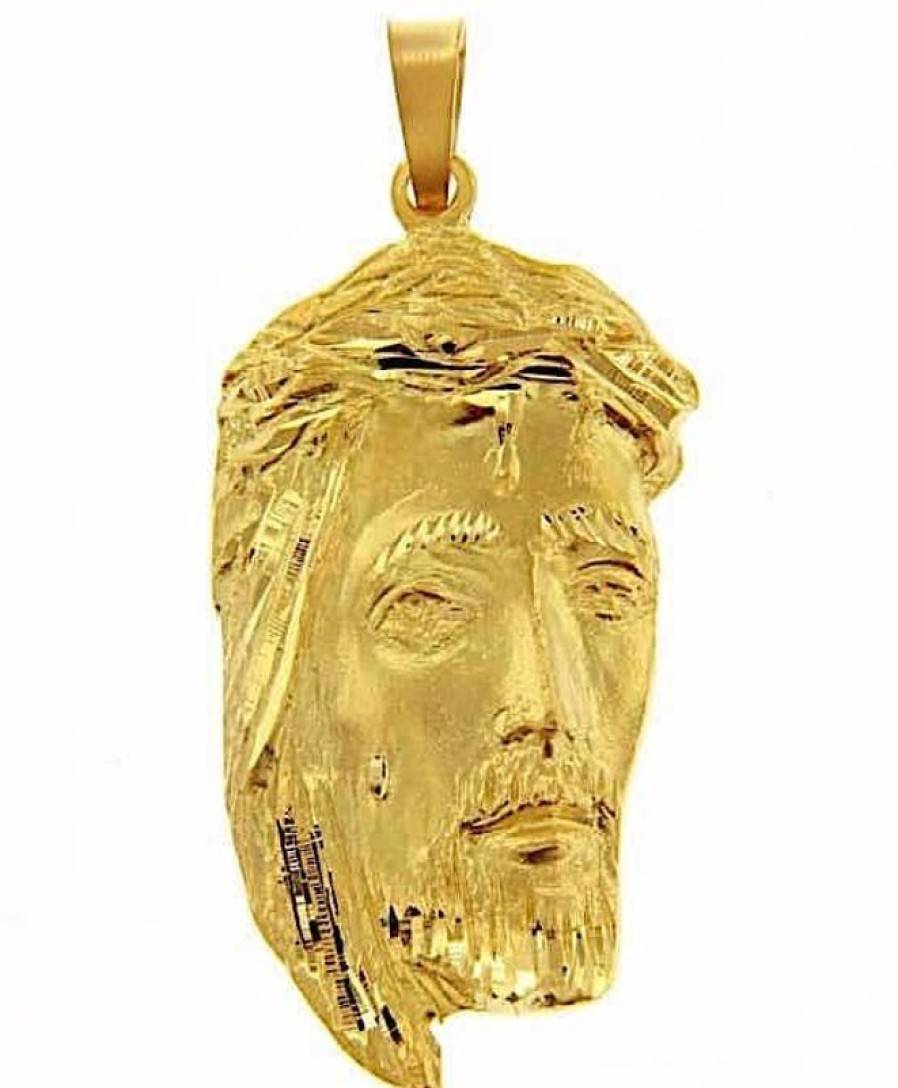 Vaticanum Gioielli in Oro Sacro Volto Di Gesu Con Corona Di Spine Ecce Homo Medaglia Pendente Gr 17,8 Oro Giallo 18Kt Lastra Stampata A Rilievo Uni Donna Uomo Italian Rosaries & Made In Italy Jewelry