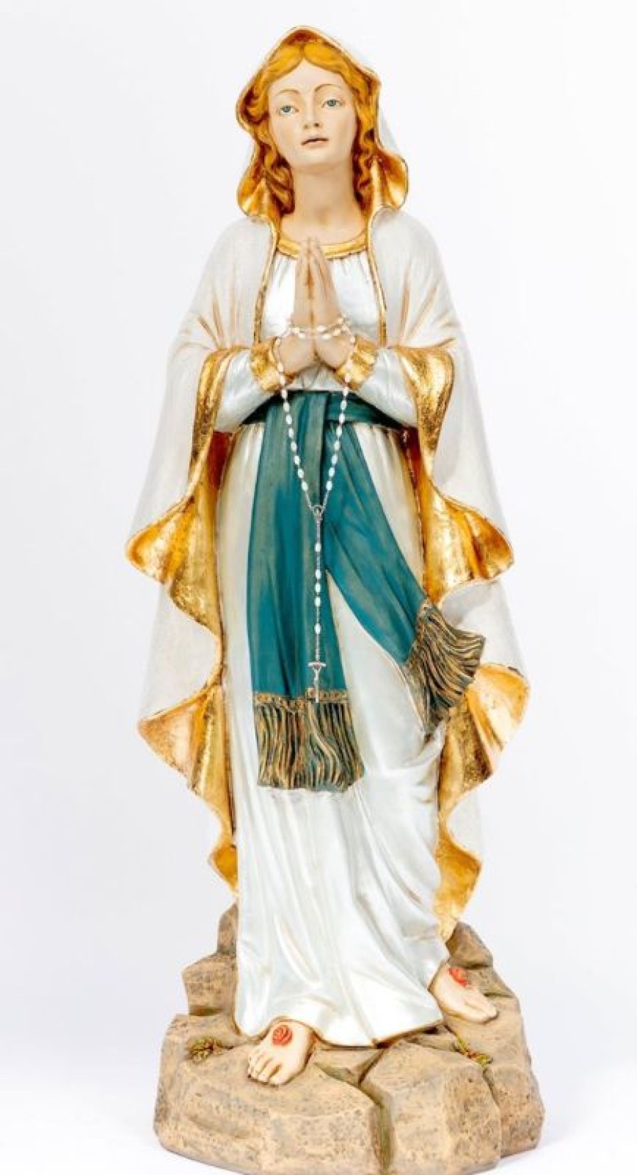 Fontanini Statue Sacre Madonna Di Lourdes Cm 110 (44 Inch) Statua Fontanini In Resina Per Esterno Dipinta A Mano Aggiungi Vernice Speciale Per Uso In Esterno Religious & Catholic Medals